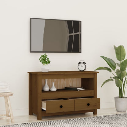 Mobile Porta TV ambra 79x35x52 cm in Legno Massello di Pino