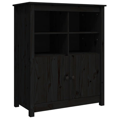 Credenza Nera 83x41,5x100 cm in Legno Massello di Pino