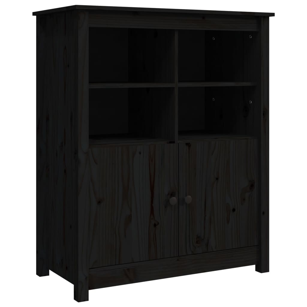 Credenza Nera 83x41,5x100 cm in Legno Massello di Pino