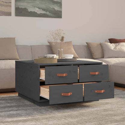 Tavolino da Salotto Grigio 80x80x45 cm Legno Massello di Pino