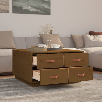 Tavolino da Salotto ambra 80x80x45 cm Legno Massello di Pino