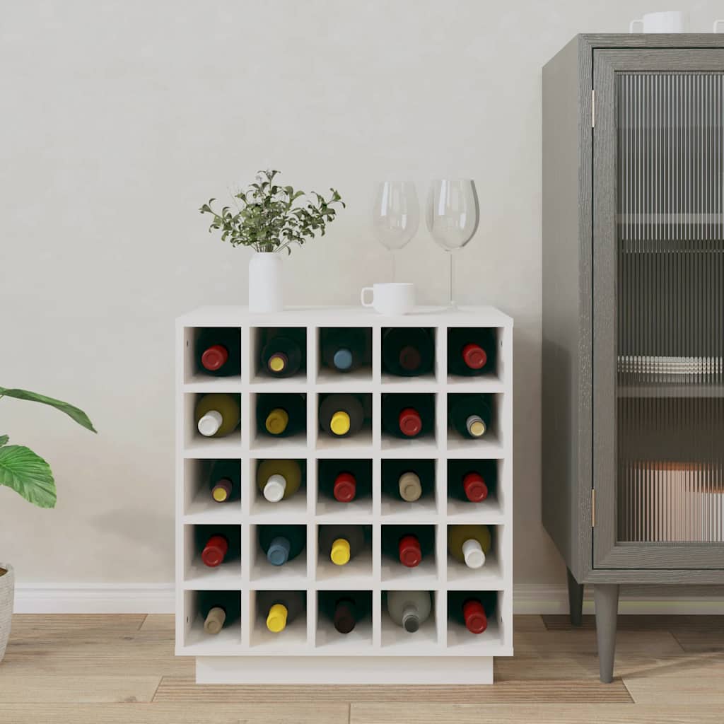 Portabottiglie Bianco 55,5x34x61 cm in Legno Massello di Pino
