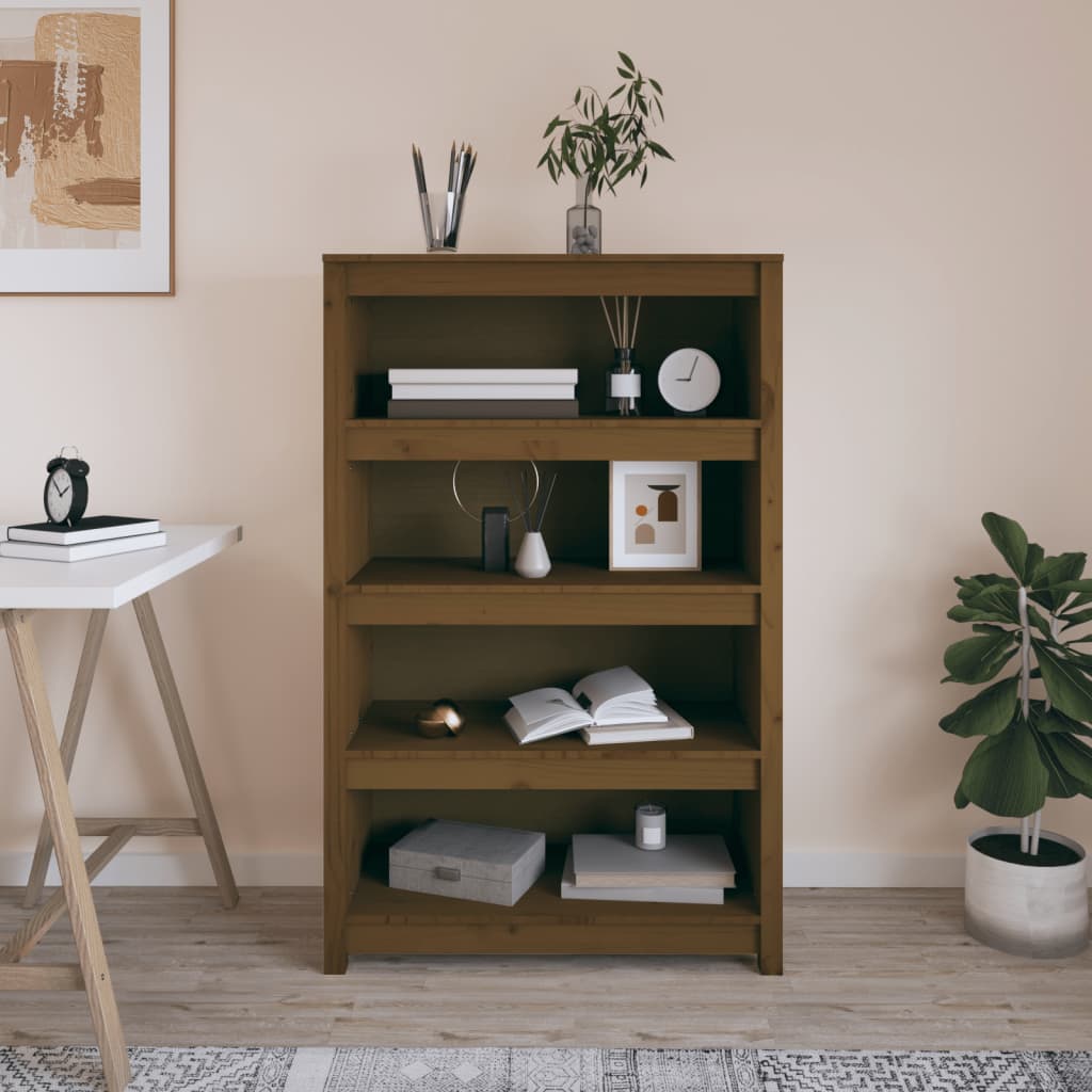 Libreria Marrone ambra 80x35x126 cm in Legno Massello di Pino