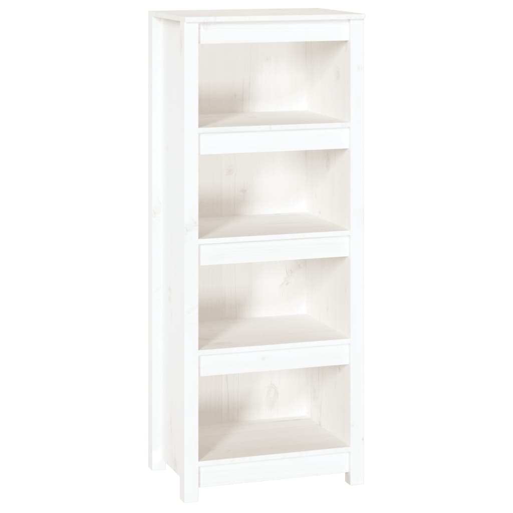 Libreria Bianca 50x35x125,5 cm in Legno Massello di Pino