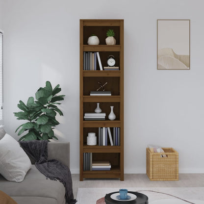 Libreria Marrone Ambra 50x35x183 cm in Legno Massello di Pino