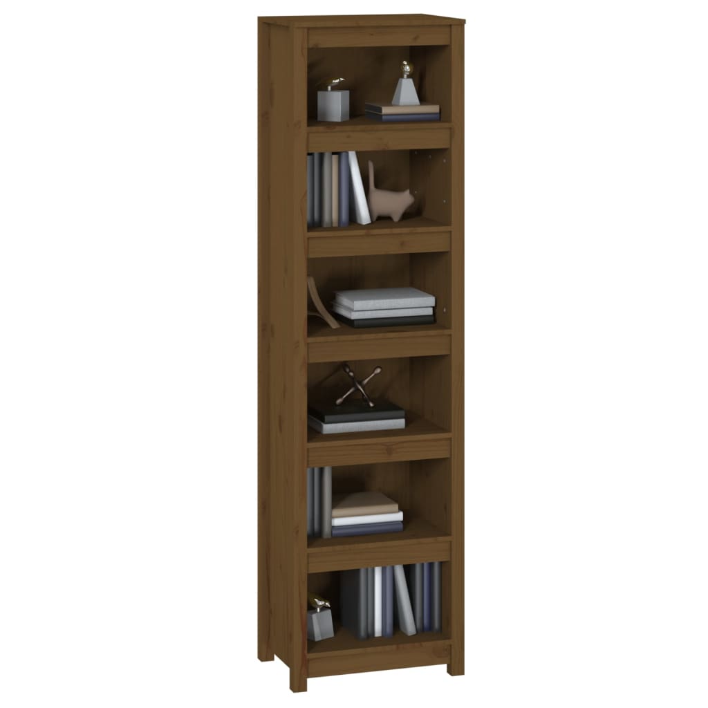 Libreria Marrone Ambra 50x35x183 cm in Legno Massello di Pino