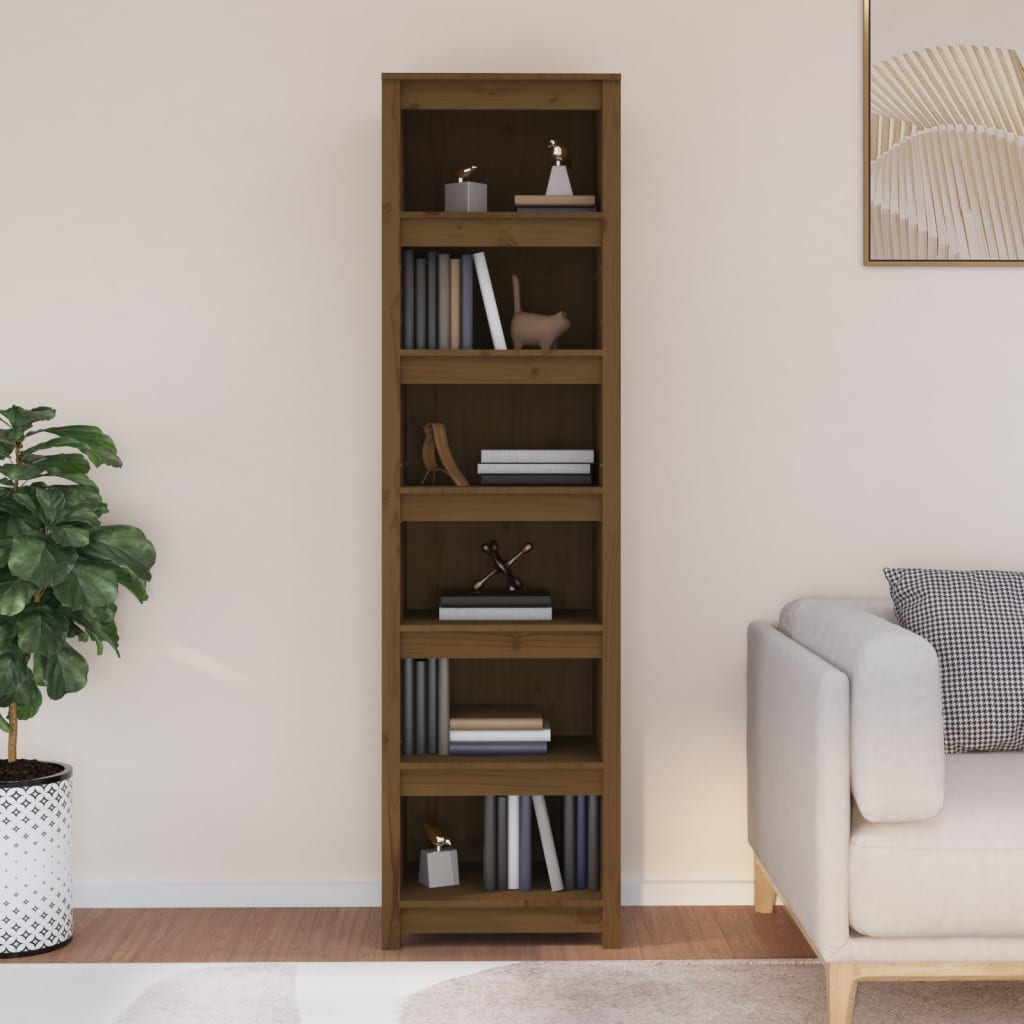 Libreria Marrone Ambra 50x35x183 cm in Legno Massello di Pino