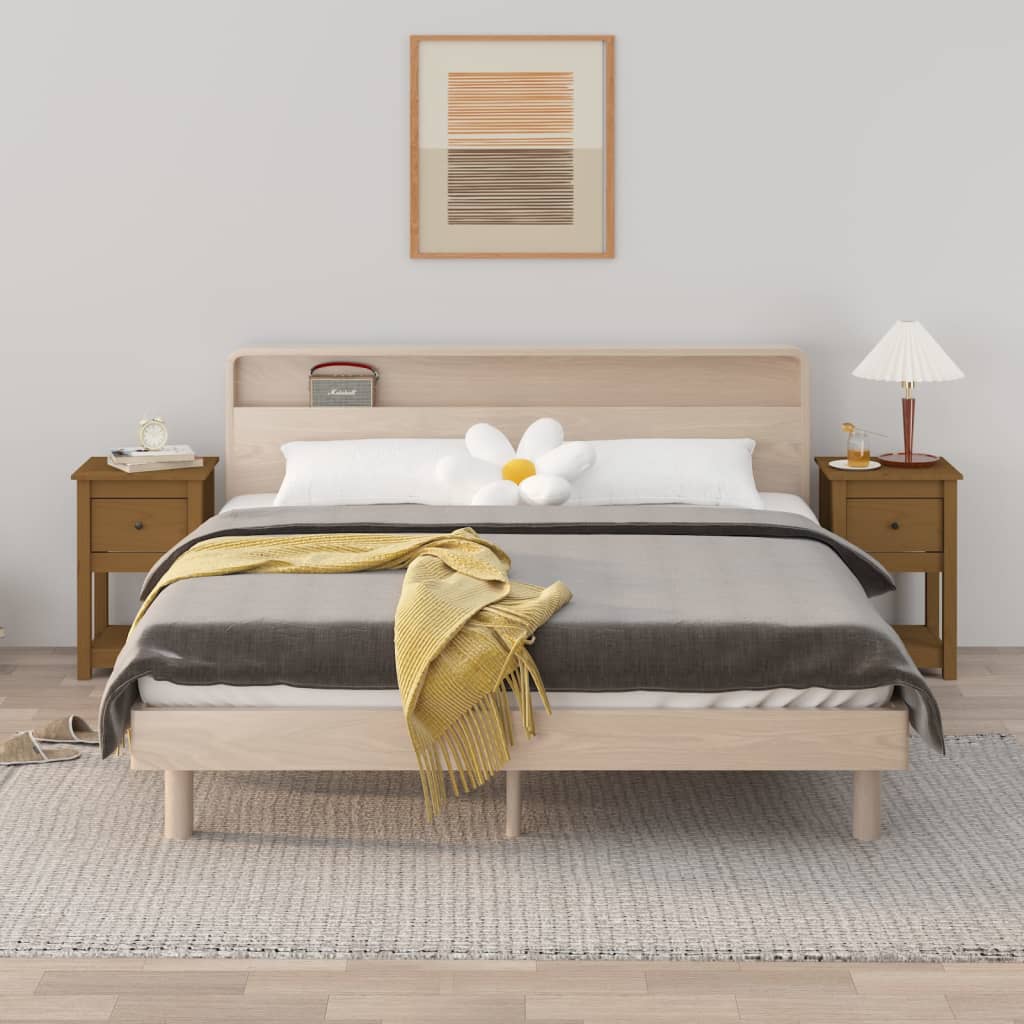 Comodini 2 pz Ambra 40x35x61,5 cm in Legno Massello di Pino