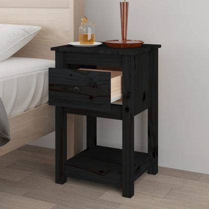Comodino Nera 40x35x61,5 cm in Legno Massello di Pino