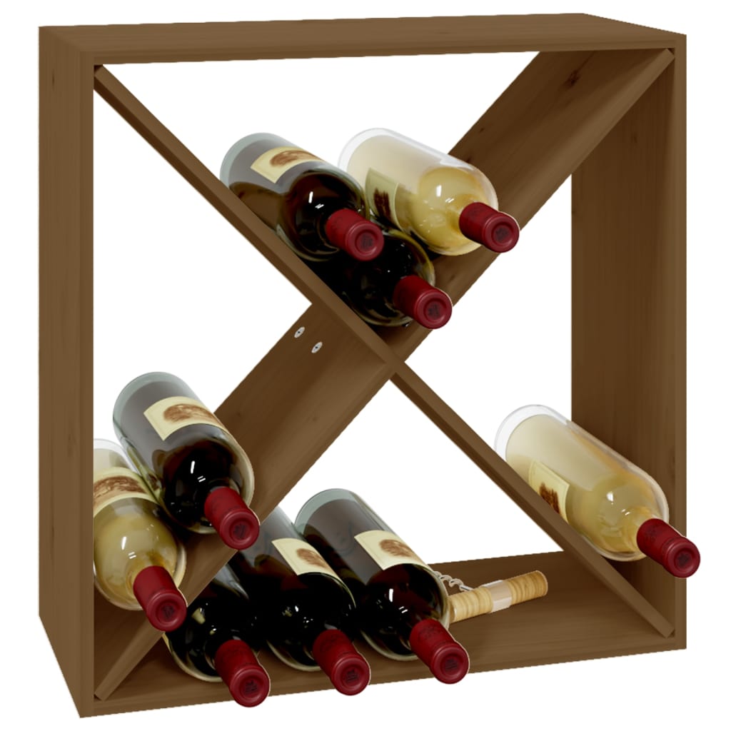 Portavini Marrone Ambra 62x25x62 cm in Legno Massello di Pino