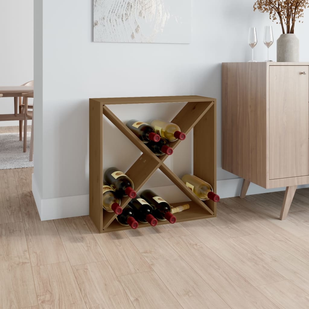 Portavini Marrone Ambra 62x25x62 cm in Legno Massello di Pino