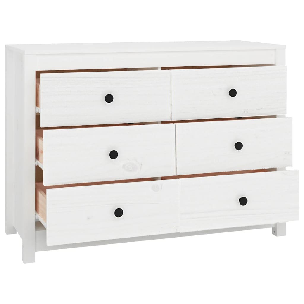Armadietto Bianco 100x40x72 cm in Legno Massello di Pino