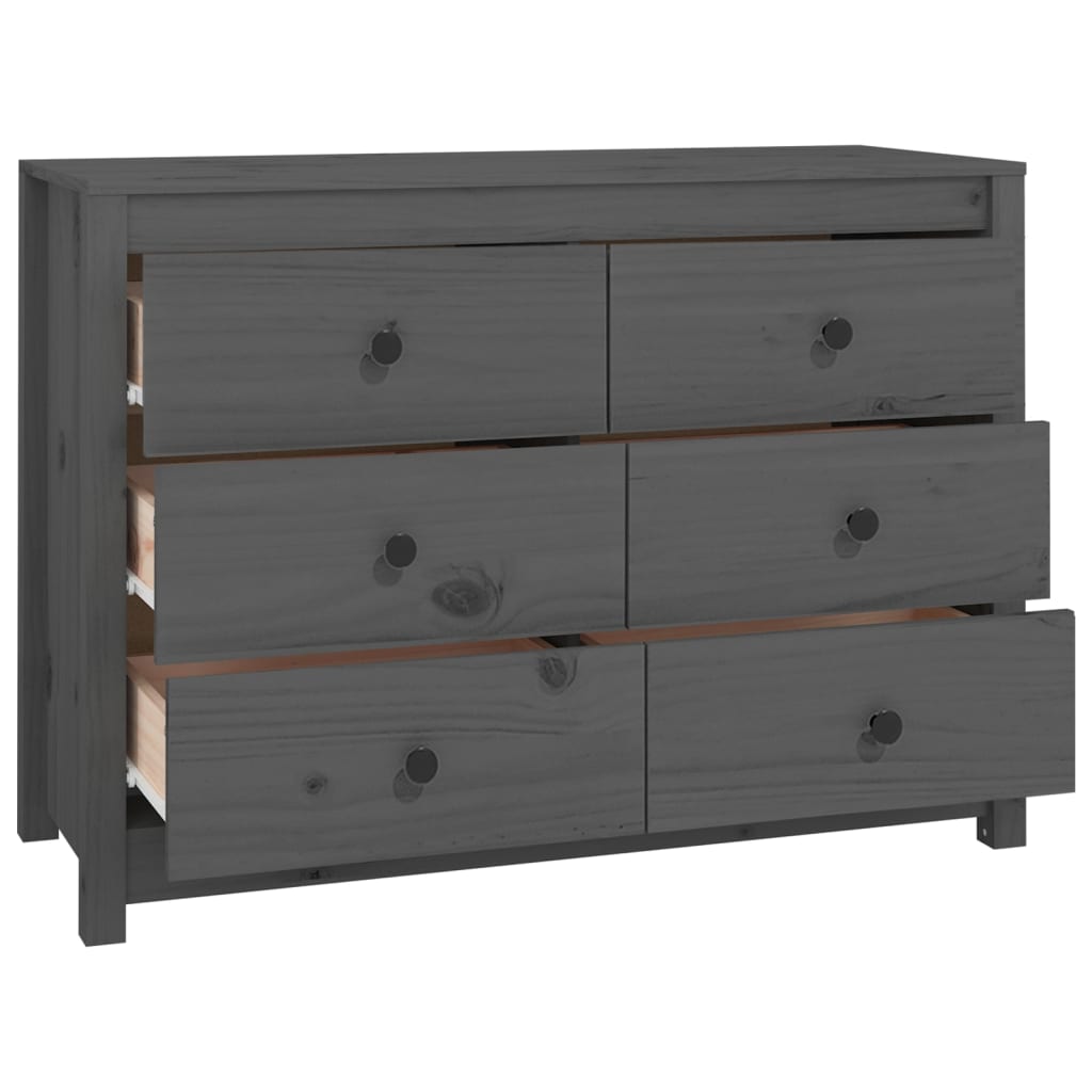 Armadietto Grigio 100x40x72 cm in Legno Massello di Pino