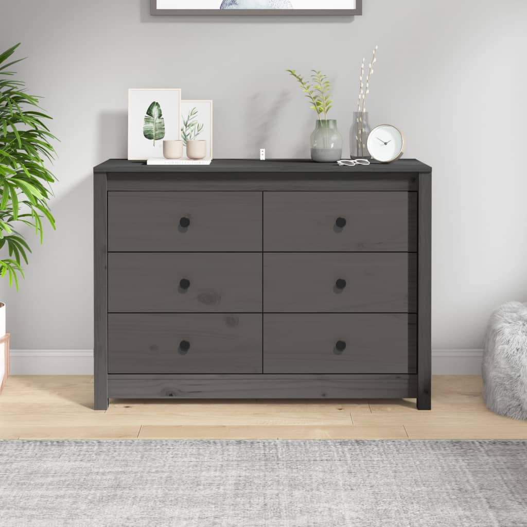 Armadietto Grigio 100x40x72 cm in Legno Massello di Pino
