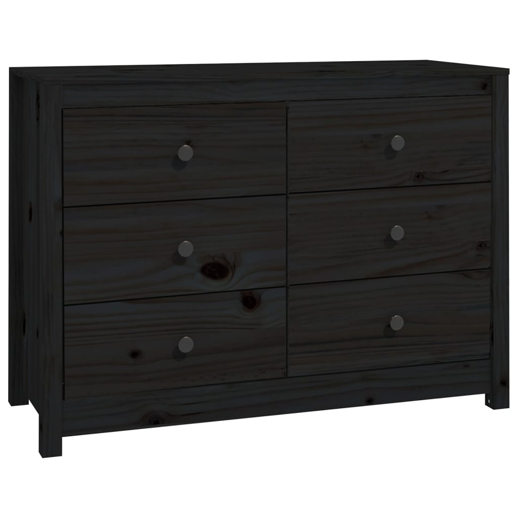 Armadietto Nero 100x40x72 cm in Legno Massello di Pino