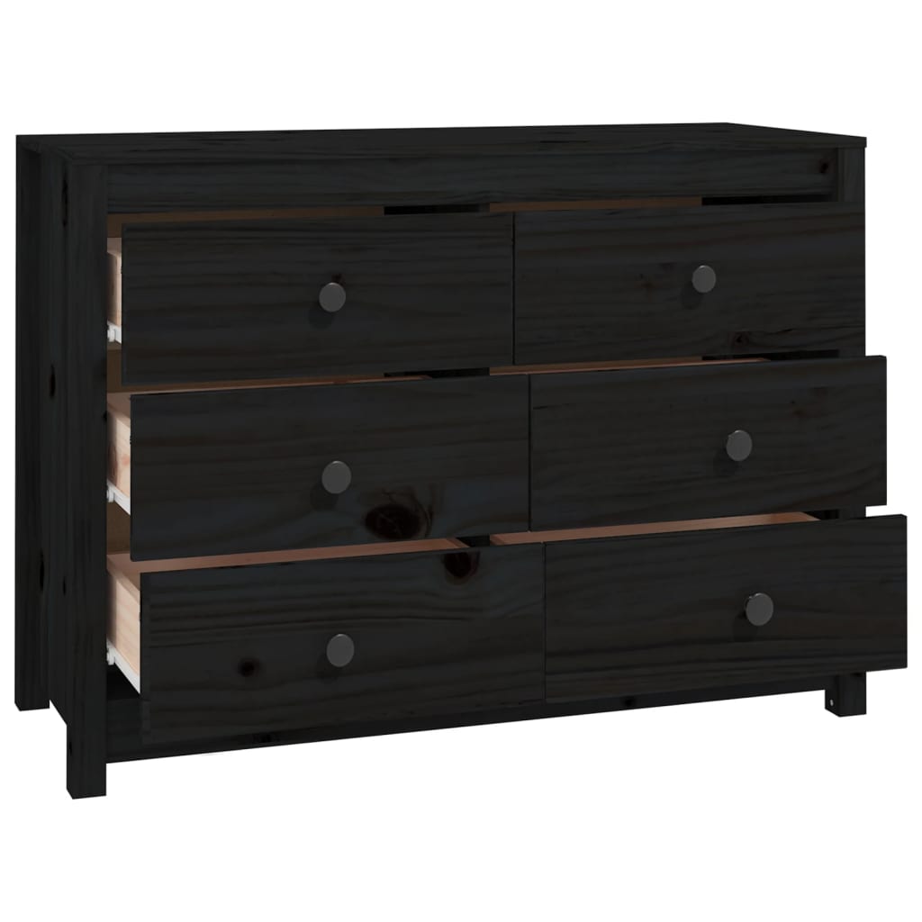 Armadietto Nero 100x40x72 cm in Legno Massello di Pino