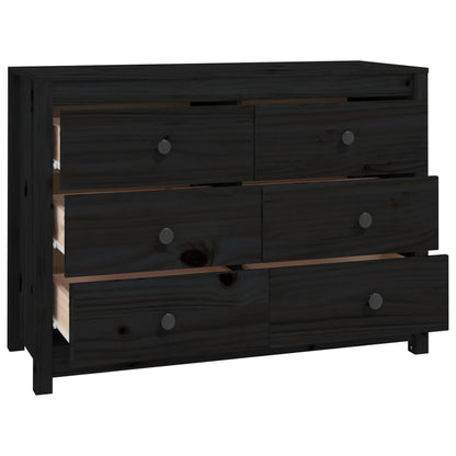 Armadietto Nero 100x40x72 cm in Legno Massello di Pino