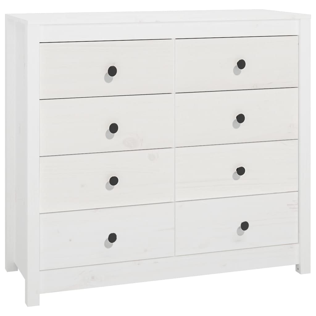 Armadietto Bianco 100x40x90 cm in Legno Massello di Pino