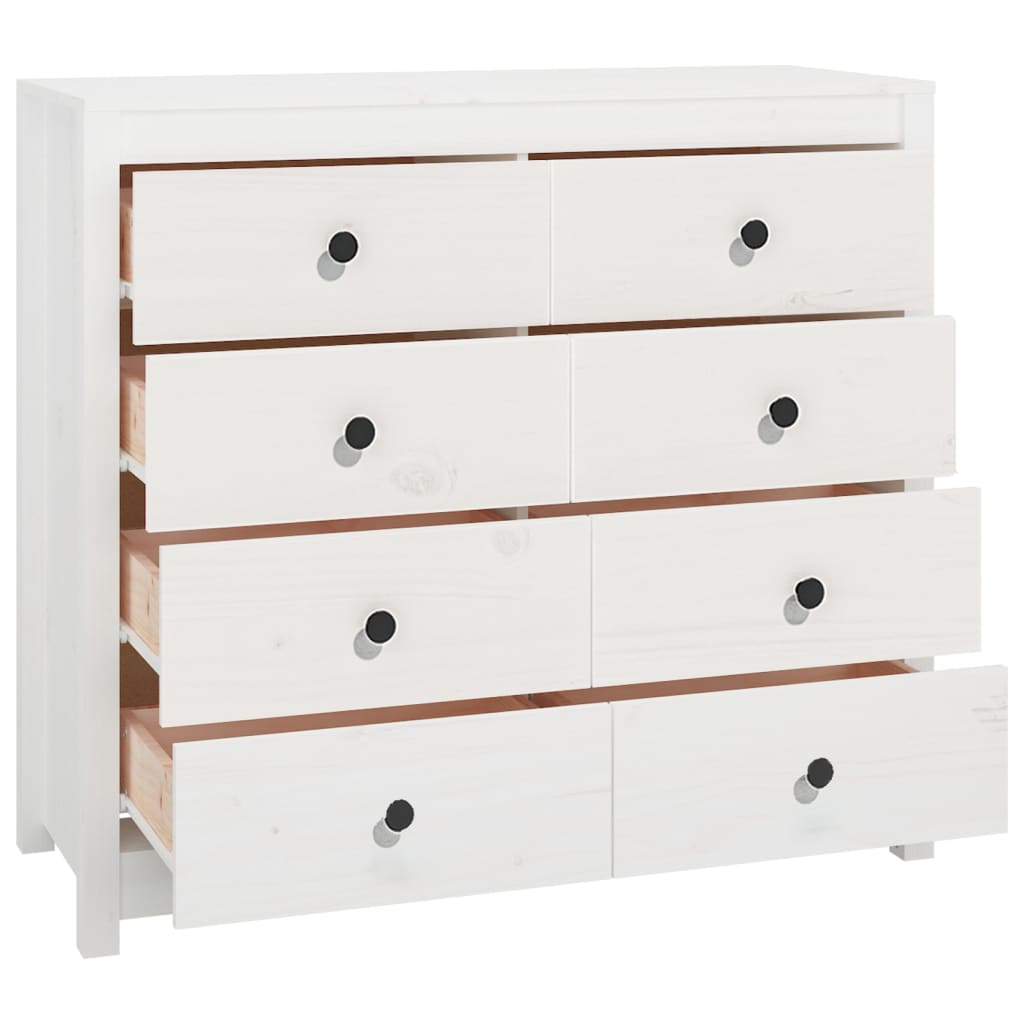 Armadietto Bianco 100x40x90 cm in Legno Massello di Pino
