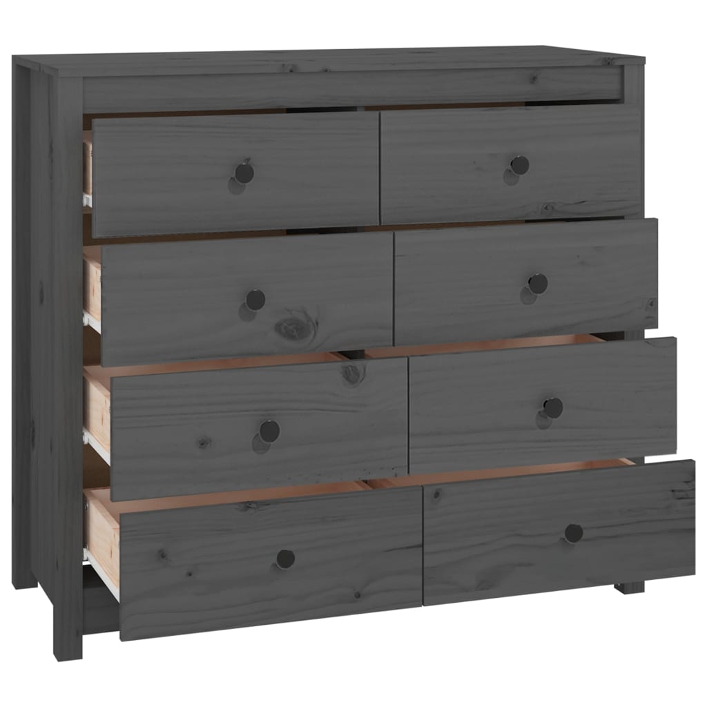 Armadietto Grigio 100x40x90 cm in Legno Massello di Pino