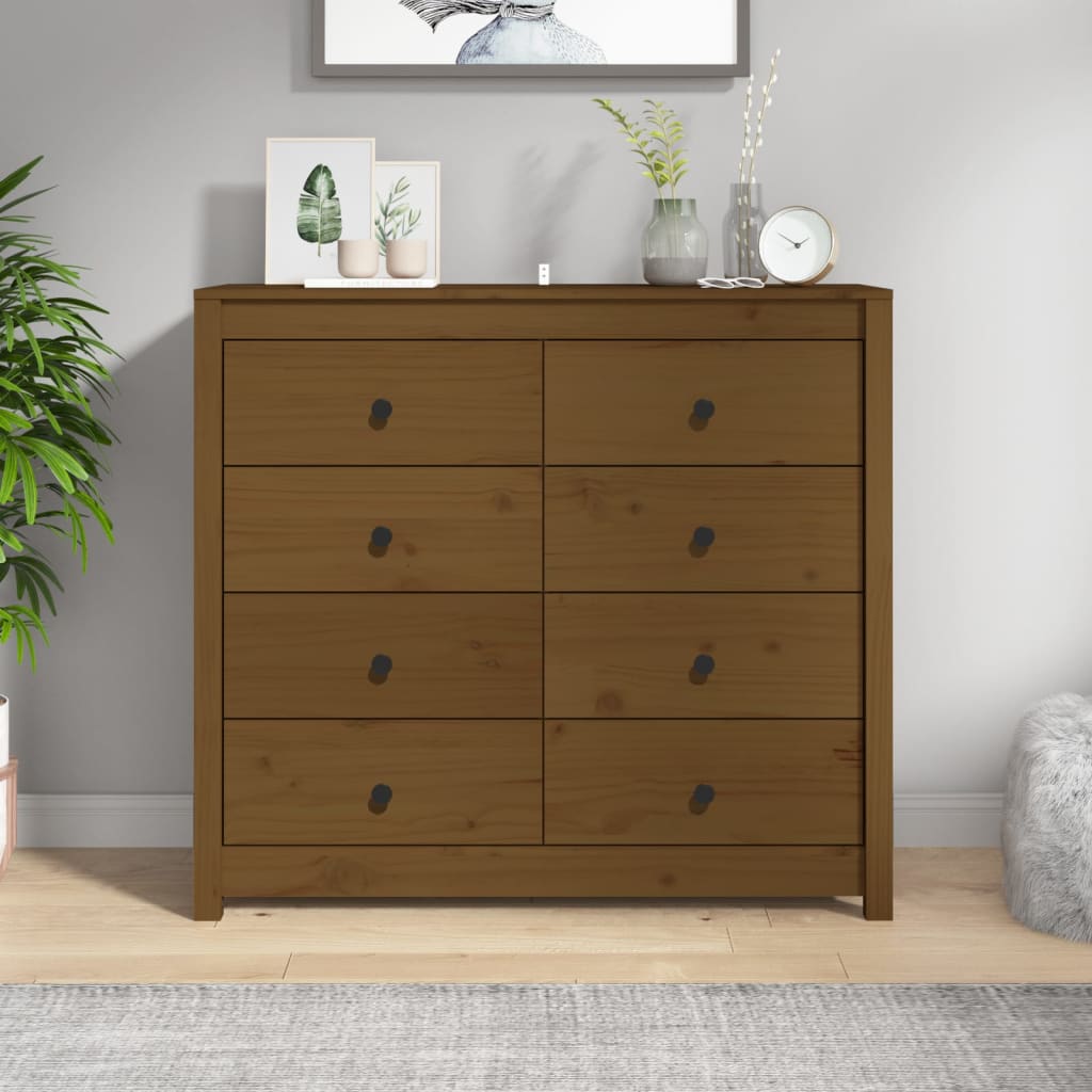 Armadietto Marrone Ambra 100x40x90 cm in Legno Massello di Pino