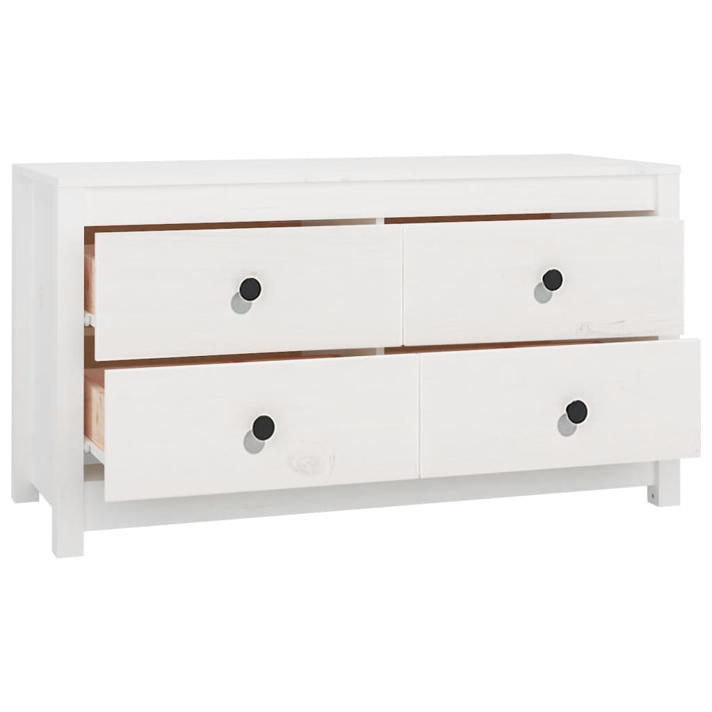 Armadietto Bianco 100x40x54 cm in Legno Massello di Pino