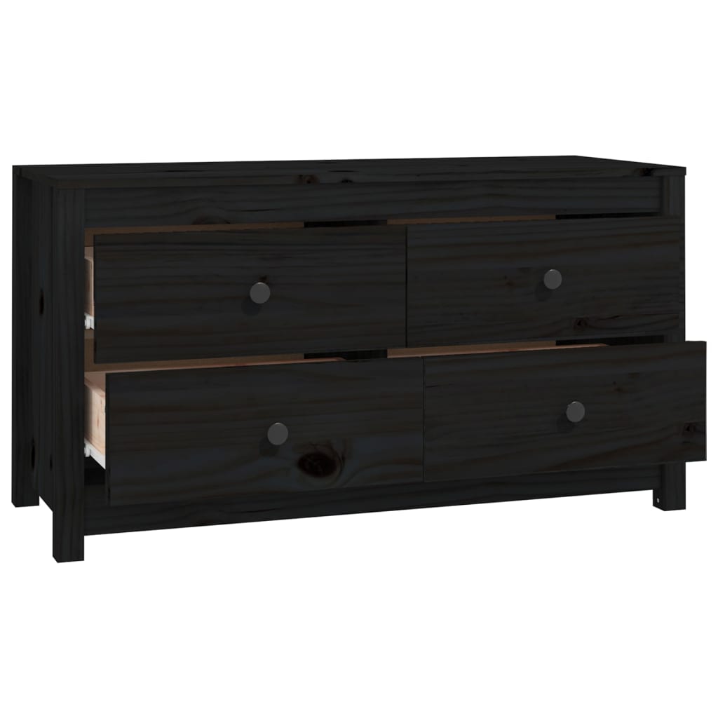 Armadietto Nero 100x40x54 cm in Legno Massello di Pino