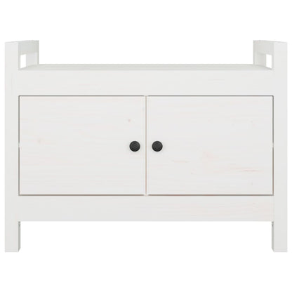 Panca da Ingresso Bianca 80x40x60 cm in Legno Massello di Pino