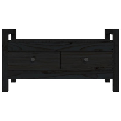 Panca da Ingresso Nero 80x40x43 cm in Legno Massello di Pino