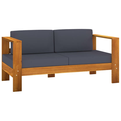 Set Divani Giardino 3 pz Cuscini Grigio Scuro in Legno Massello