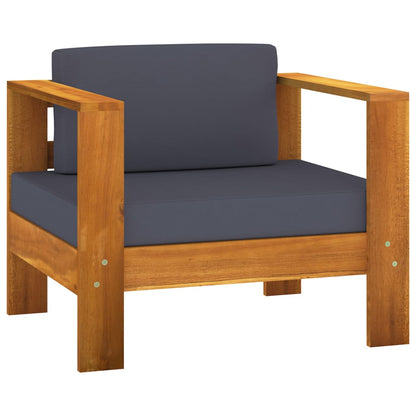 Set Divani Giardino 5 pz Cuscini Grigio Scuro in Legno Massello