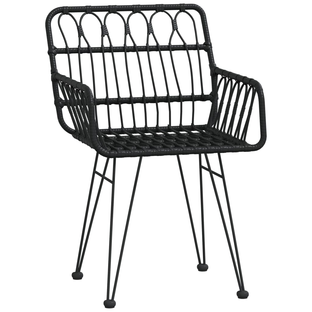 Sedie da Giardino 2pz con Braccioli Nero 56x64x80 cm Rattan PE