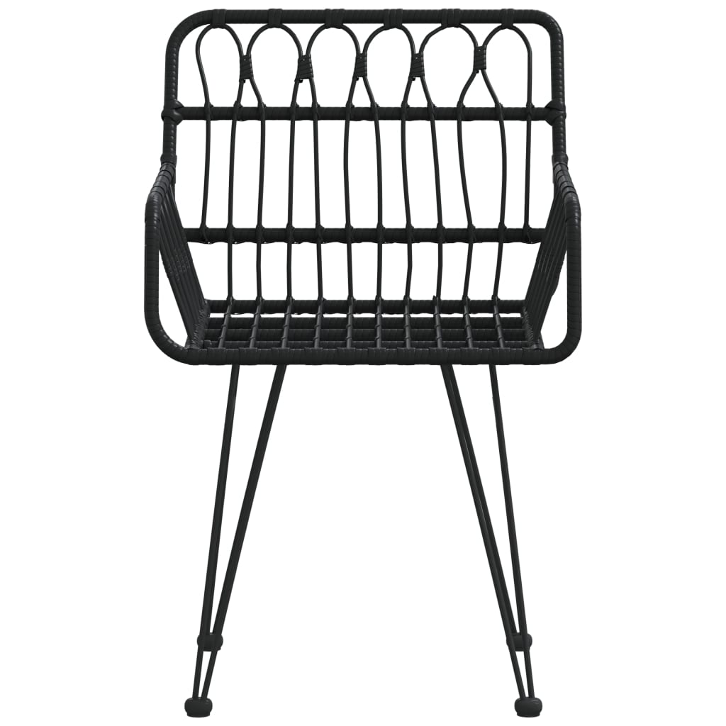 Sedie da Giardino 2pz con Braccioli Nero 56x64x80 cm Rattan PE