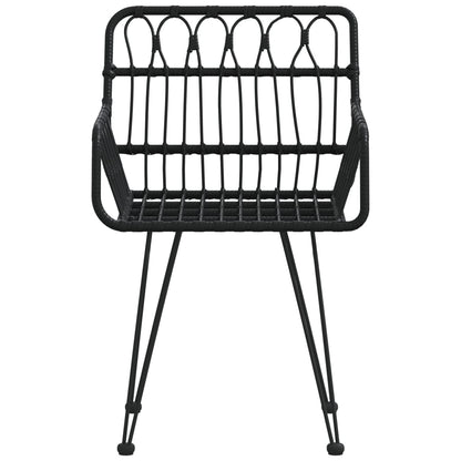 Sedie da Giardino 2pz con Braccioli Nero 56x64x80 cm Rattan PE