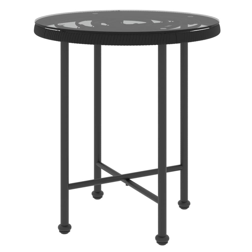 Tavolo da Pranzo Nero Ã˜50 cm Vetro Temperato e Acciaio