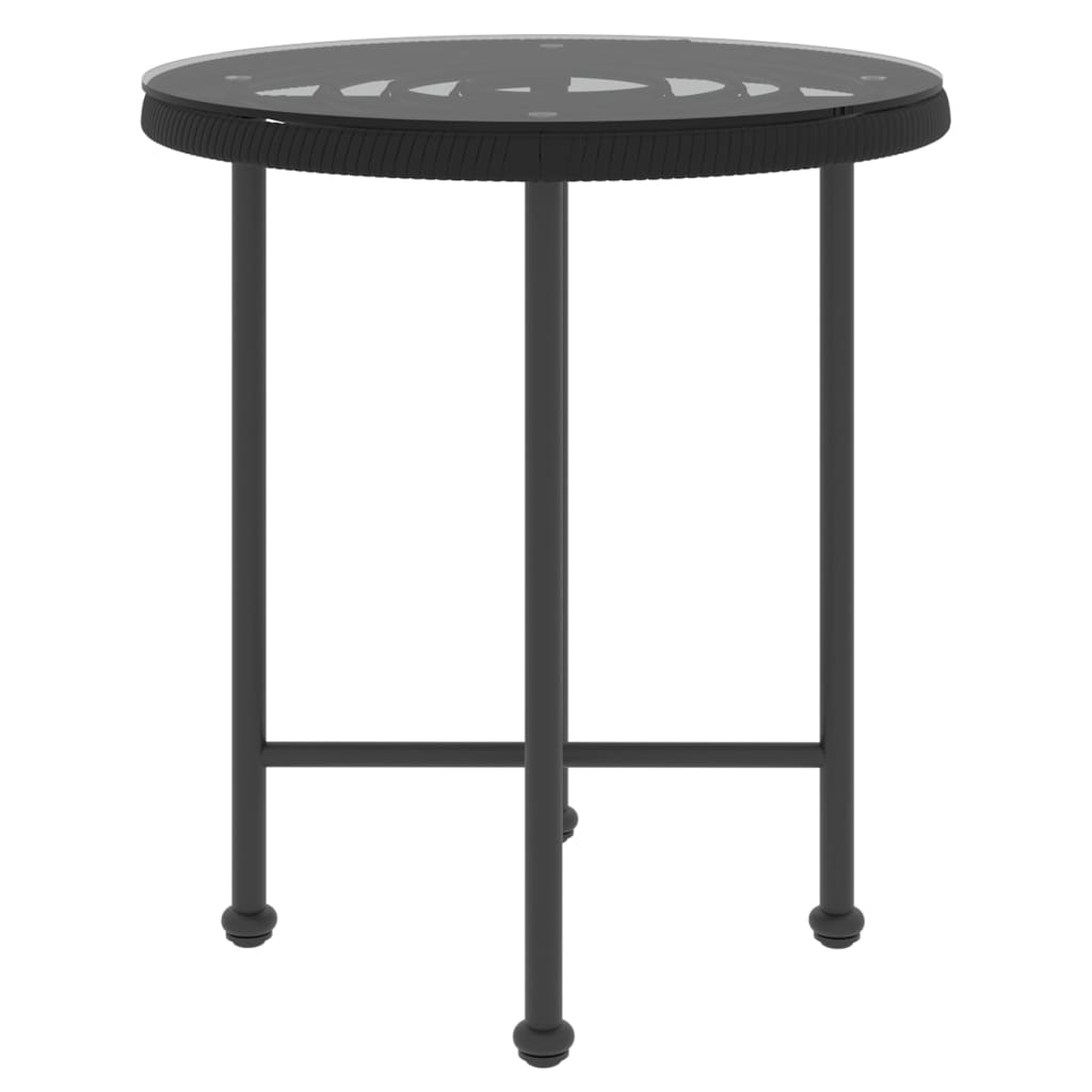 Tavolo da Pranzo Nero Ã˜50 cm Vetro Temperato e Acciaio