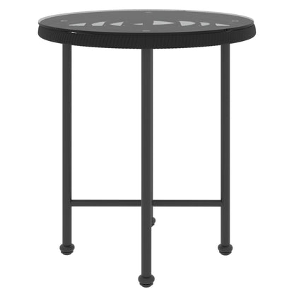 Tavolo da Pranzo Nero Ã˜50 cm Vetro Temperato e Acciaio