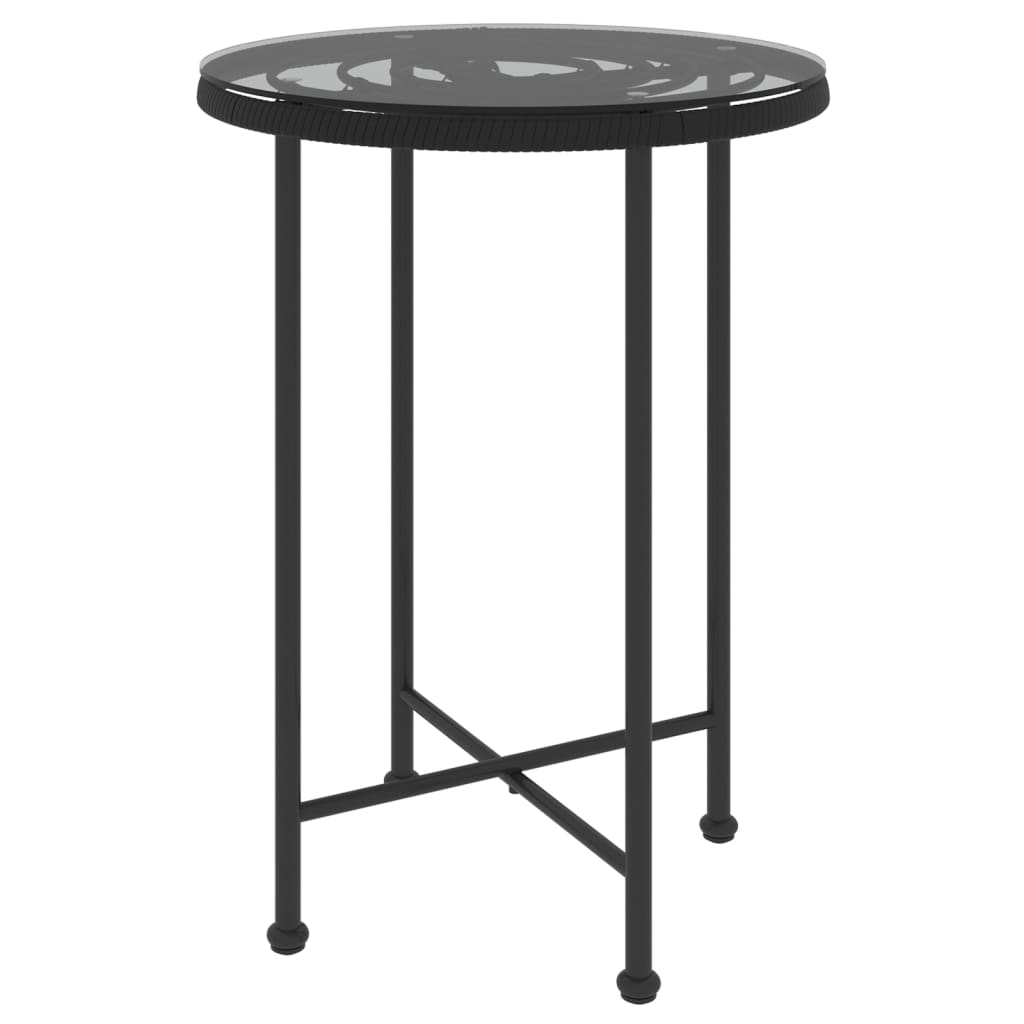 Tavolo da Pranzo Nero Ã˜55 cm Vetro Temperato e Acciaio