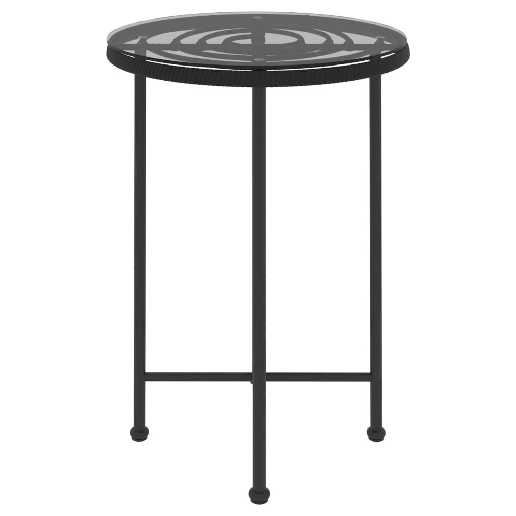 Tavolo da Pranzo Nero Ã˜55 cm Vetro Temperato e Acciaio
