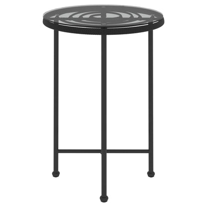 Tavolo da Pranzo Nero Ã˜55 cm Vetro Temperato e Acciaio