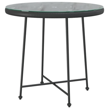 Tavolo da Pranzo Nero Ã˜80 cm Vetro Temperato e Acciaio