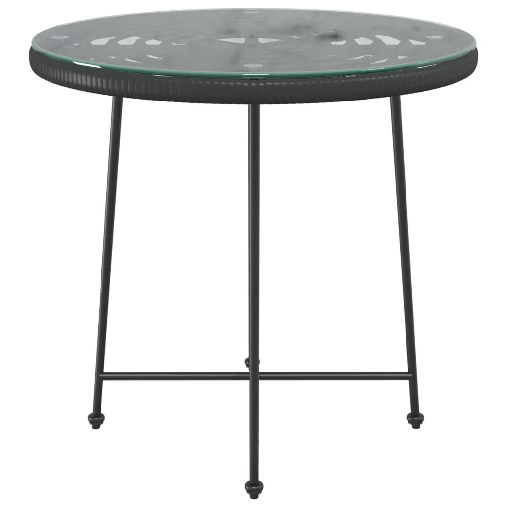 Tavolo da Pranzo Nero Ã˜80 cm Vetro Temperato e Acciaio