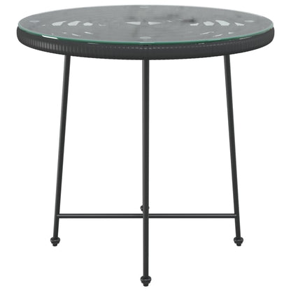 Tavolo da Pranzo Nero Ã˜80 cm Vetro Temperato e Acciaio