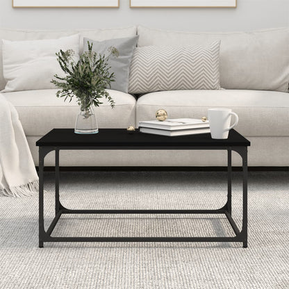 Tavolino da Salotto Nero 80x50x40 cm Legno Multistrato e Ferro