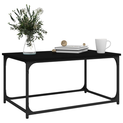 Tavolino da Salotto Nero 80x50x40 cm Legno Multistrato e Ferro