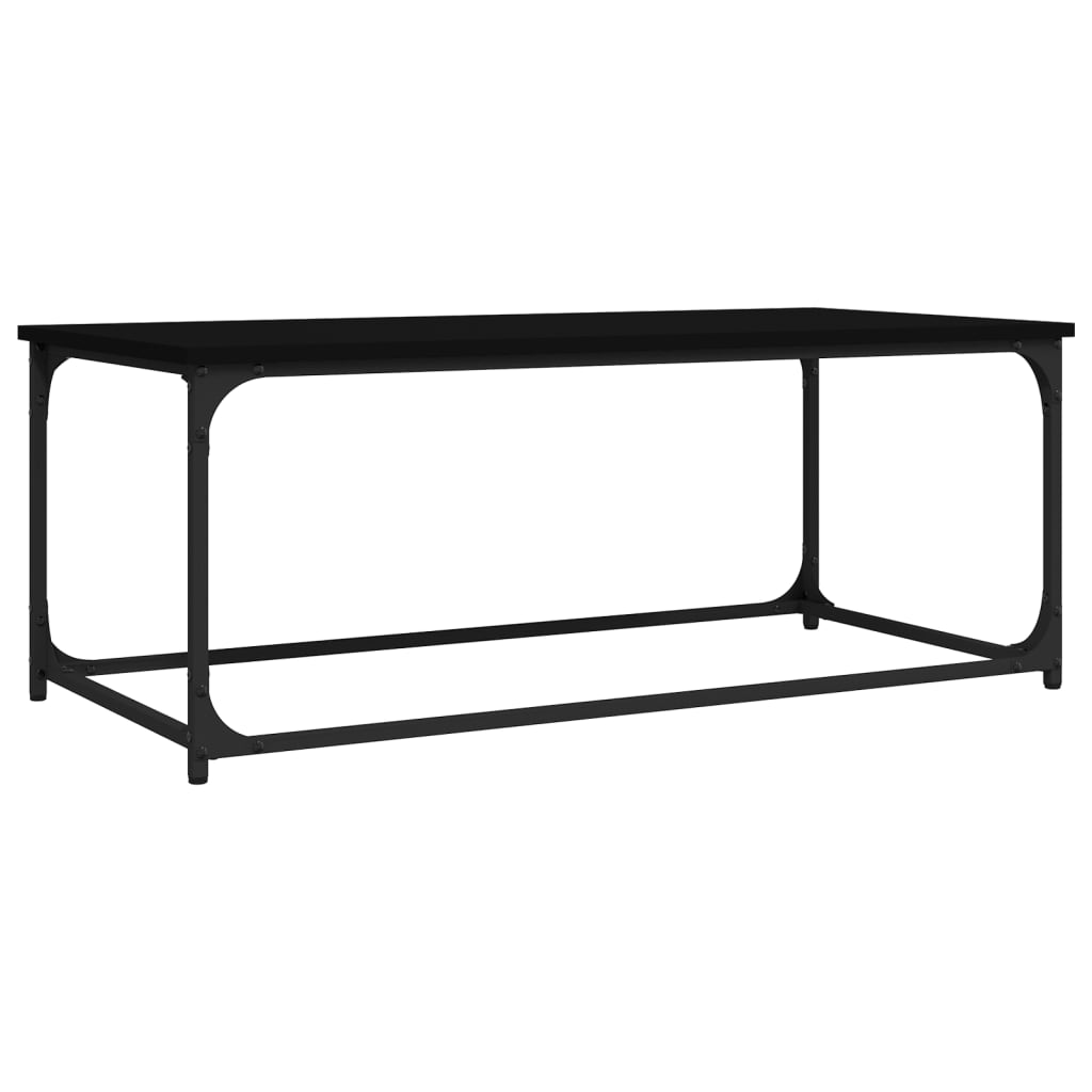 Tavolino da Salotto Nero 102x50x40 cm Legno Multistrato e Ferro