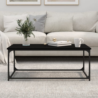 Tavolino da Salotto Nero 102x50x40 cm Legno Multistrato e Ferro