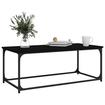 Tavolino da Salotto Nero 102x50x40 cm Legno Multistrato e Ferro