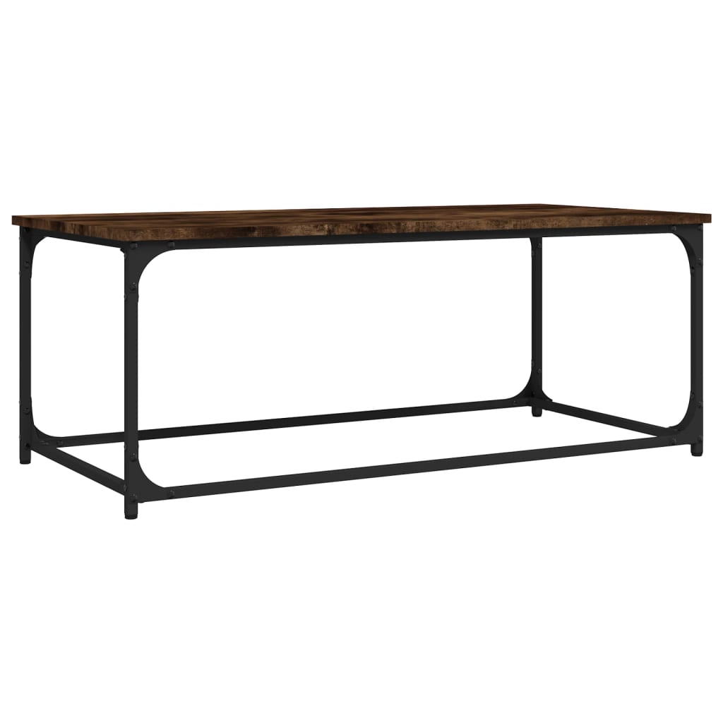 Tavolino Rovere Fumo 102x50x40 cm in Legno Multistrato e Ferro