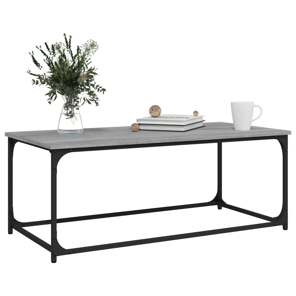 Tavolino Grigio Sonoma 102x50x40cm in Legno Multistrato e Ferro